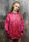 Body print hoodie thermal pullover raver jumper in acid red