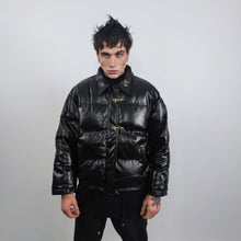 Charger l&#39;image dans la galerie, Faux leather bomber jacket utility punk bomber gorpcore coat going out PU puffer varsity fancy dress coat catwalk jacket in black