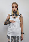 Cut-out sleeveless top raver multi hole tee cyberpunk vest