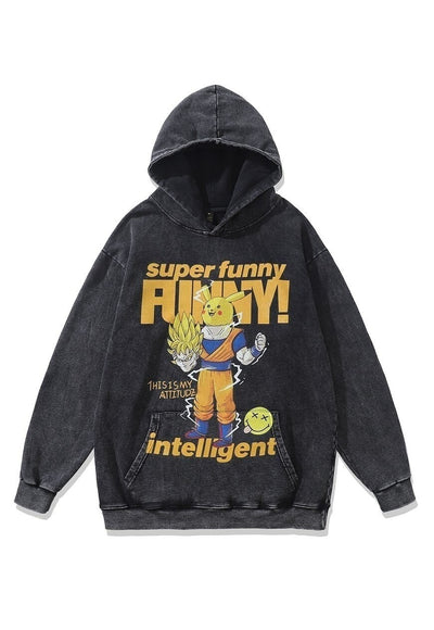 Pokemon hoodie Pikachu pullover Dragon ball Z top in grey