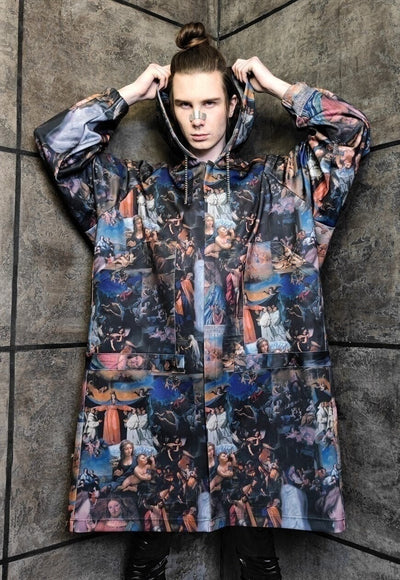 Baroque print jacket handmade religion windbreaker in multi