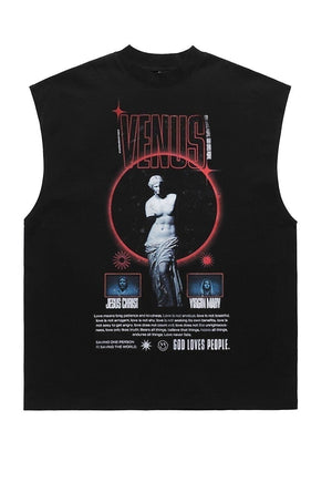 Venus print tank top surfer vest retro sleeveless t-shirt