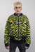 Zebra print varsity jacket green striped reversible bomber