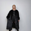 Long faux fur coat handmade fluffy luxury bomber premium fleece jacket detachable sleeve trench in black