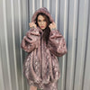 Luxury snake jacket faux fur python print bomber handmade fluffy catwalk fleece puffer premium grunge hooded coat in pastel pink black