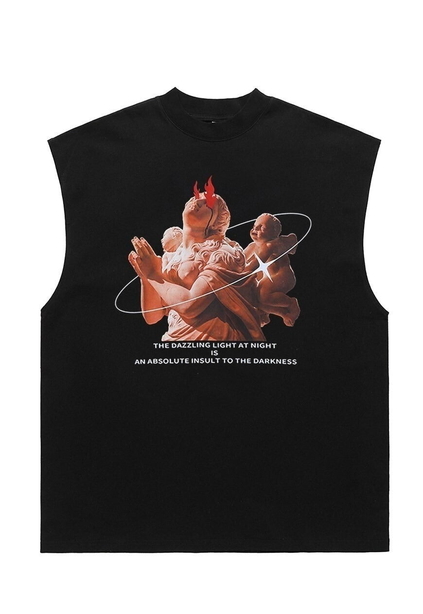 Devil saint tank top surfer vest retro sleeveless t-shirt