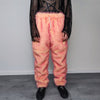 Festival faux fur joggers luminous detachable rave pants handmade fluorescent fleece party shorts premium tie-dye overalls in orange pink