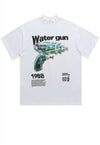 Water gun t-shirt grunge tee retro punk pistol top in white