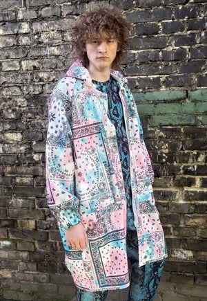 Tie-dye pastel jacket handmade paisley windbreaker in pink