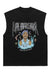 Rapper print tank top surfer vest retro sleeveless t-shirt