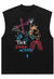 Graffiti print tank top surfer vest retro sleeveless t-shirt