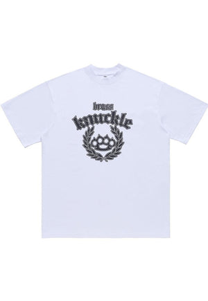 Knuckle ring print t-shirt grunge tee gangster top in white