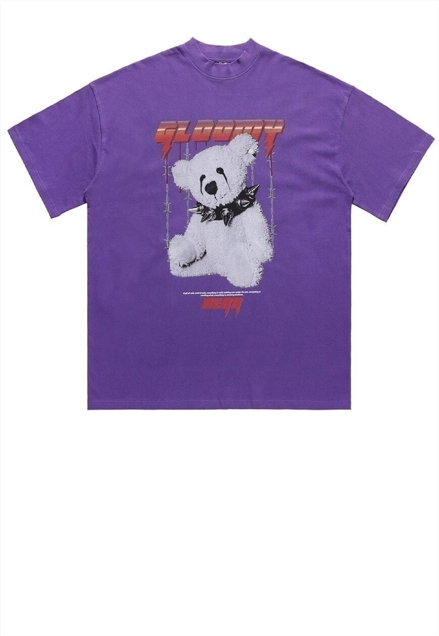 Punk bear t-shirt vintage teddy print tee gloomy slogan top