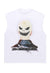 Monster print sleeveless t-shirt retro tank top surfer vest