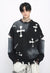 Cross patch sweater black ripped goth jumper grunge rock top