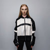 Faux leather motorcycle jacket PU racing bomber cropped college jacket edgy varsity jacket raised neck biker coat in white black