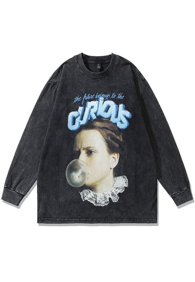 Bubble gum t-shirt renaissance long sleeve tee in acid black