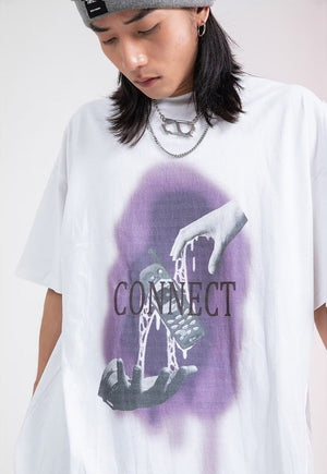 Mobile phone print t-shirt 90s graffiti tee retro top white