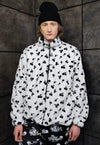 Reversible cherry fleece jacket handmade fruit coat in white