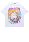 Rainbow t-shirt abstract tee skater neon top in white