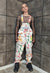 Psychedelic graffiti dungarees cartoon print denim overalls