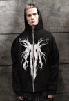 Graffiti hoodie Gothic raver pullover y2k zipper top black