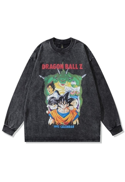 Dragon ball Z t-shirt old anime long tee retro top acid grey