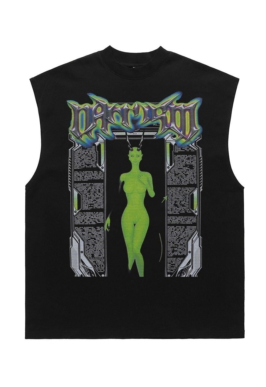 Cyber punk tank top surfer vest retro sleeveless t-shirt