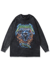 Metalcore t-shirt rock band print long sleeve tee acid black