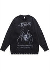 Spider sweater creepy knit distressed horror jumper in black