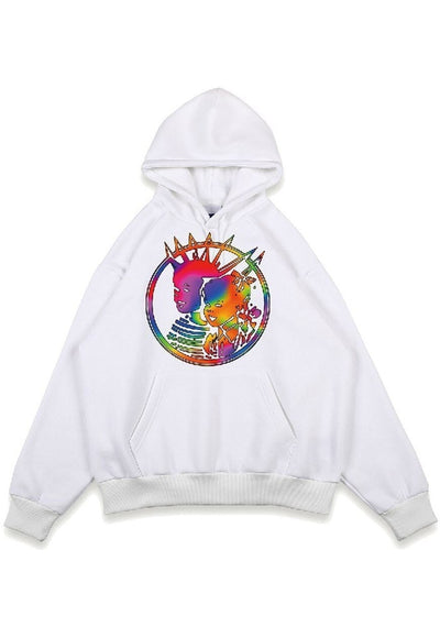 Gay punk hoodie rainbow pullover mohawk top retro jumper