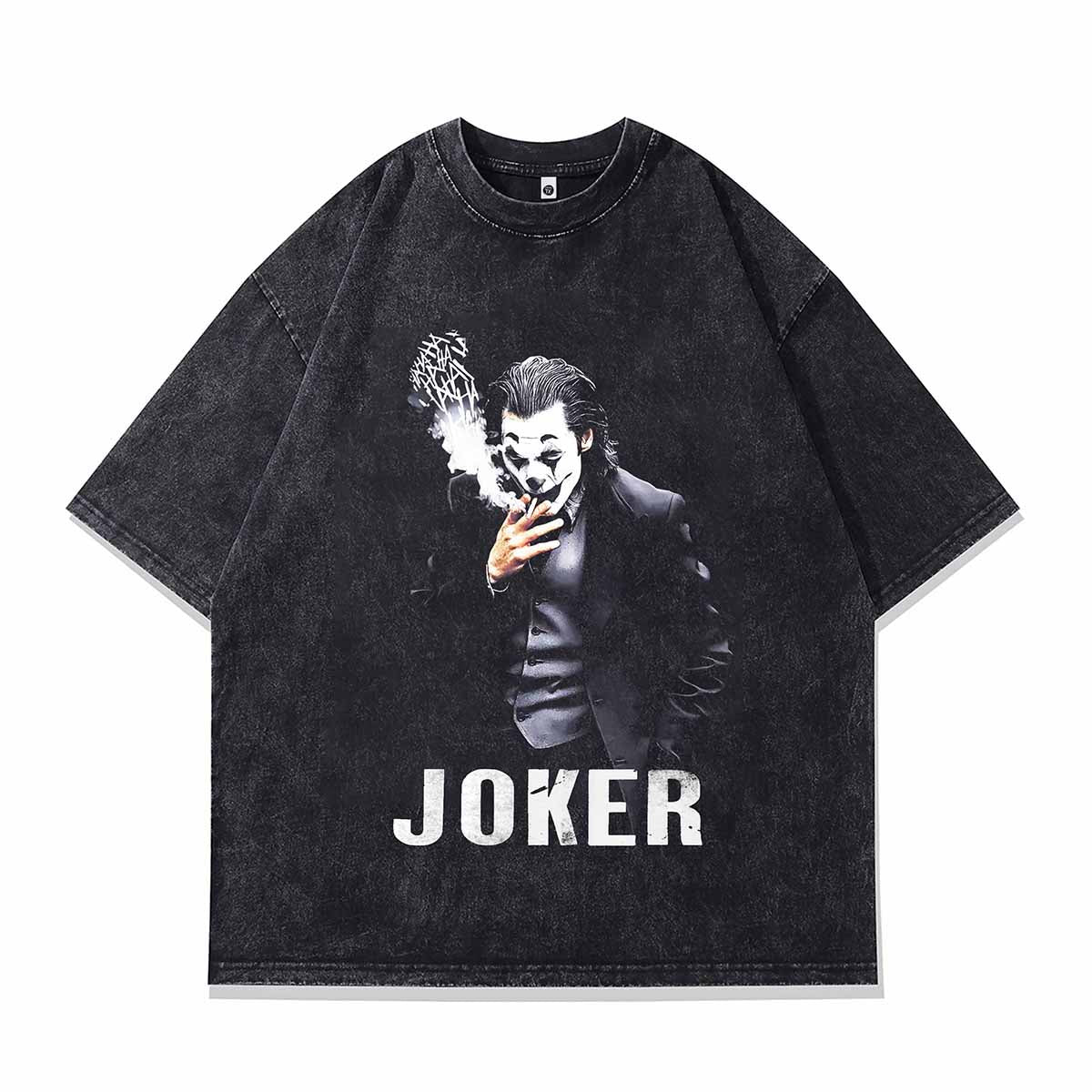 Joker vintage t-shirt clown cartoon tee creepy top in acid grey