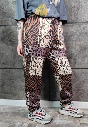 Leopard joggers handmade animal print pants rave overalls