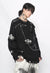 Ripped gothic sweater black shredded pattern chained jumper