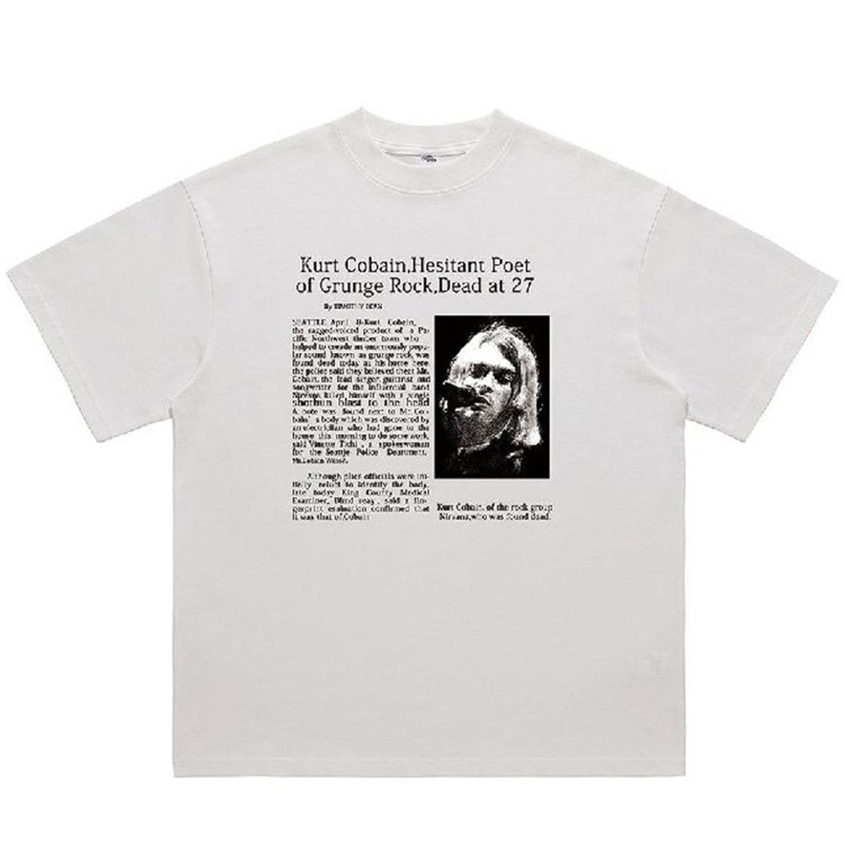 Nirvana t-shirt vintage Kurt Cobain top rocker tee in white