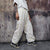 Golden faux fur joggers metallic pants handmade luminous fleece raver trousers premium party overalls in white and gold