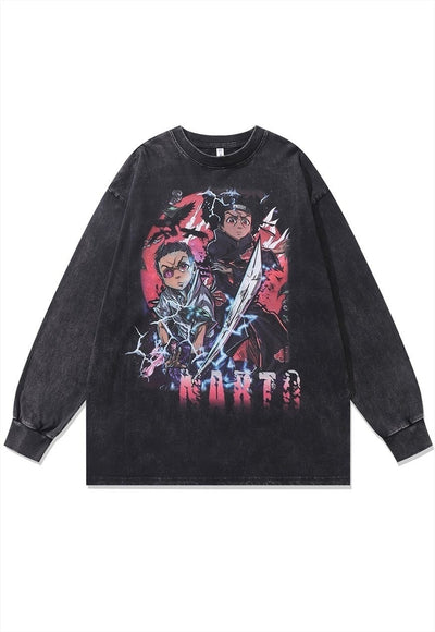 Vintage anime t-shirt Japanese cartoon top long sleeve tee