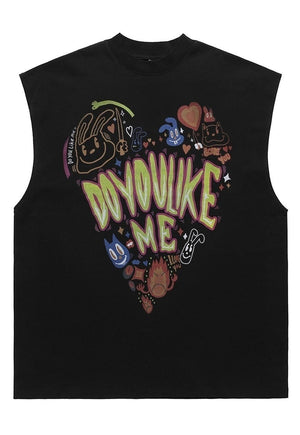 Graffiti tank top surfer vest retro sleeveless skater tshirt