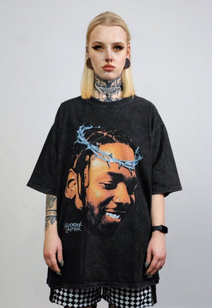 Kendrick Lamar t-shirt vintage rapper tee Superbowl top grey