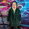 Python fleece coat handmade snake faux fur jacket in green