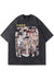 Anime print t-shirt Japanese tee retro cartoon top in grey