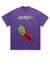 Emoji print t-shirt grunge tee retro raver chain top purple