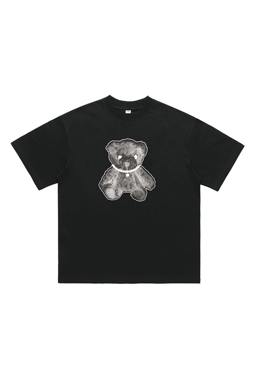 Teddy bear print t-shirt grunge tee x-ray top in black