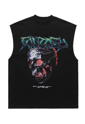 Gothic skull tank top surfer vest retro sleeveless t-shirt