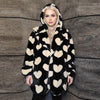 Heart fleece coat handmade 2in1 hood emoji trench jacket