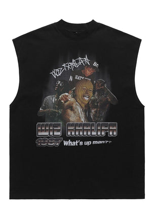 Whiz Khalifa sleeveless t-shirt rapper tank top surfer vest