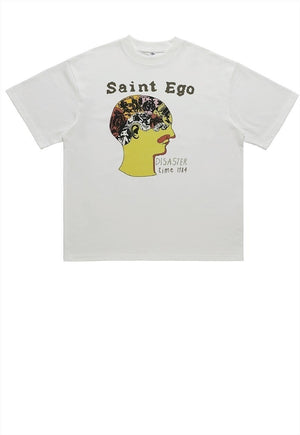 Saint slogan t-shirt pop art tee retro grunge top in white