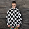 SKA Check fleece jacket handmade reversible chess coat white