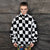 SKA Check fleece jacket handmade reversible chess coat white