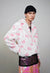 Cow trench coat pink white cropped animal print plush jacket